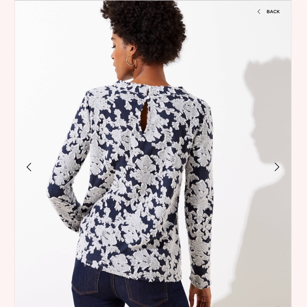 LOFT Floral Ruffled Mock Neck Tee - Picture 2 of 3